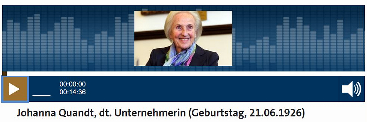 Im Porträt: Johanna Quandt zum 95. Geburtstag (WDR ZeitZeichen)